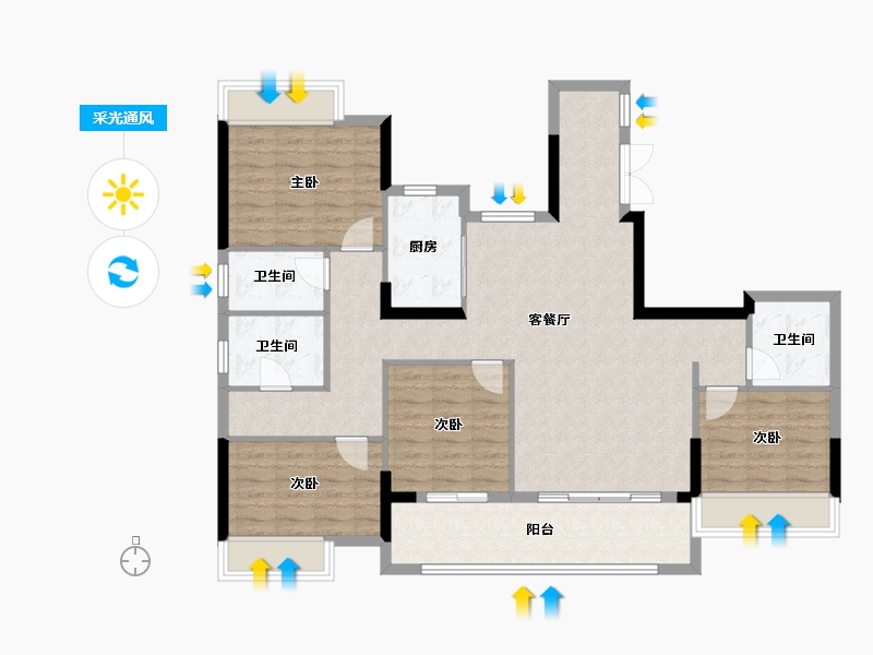 福建省-福州市-榕发江墘云筑-112.81-户型库-采光通风