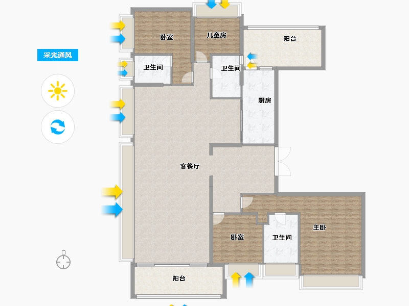 广东省-深圳市-中洲湾·迎海-208.86-户型库-采光通风