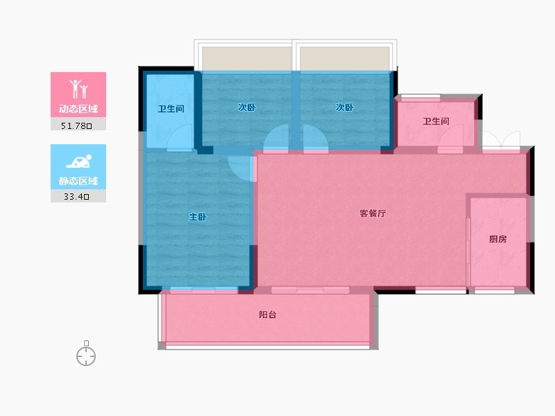 四川省-宜宾市-之语·北城新居-76.19-户型库-动静分区