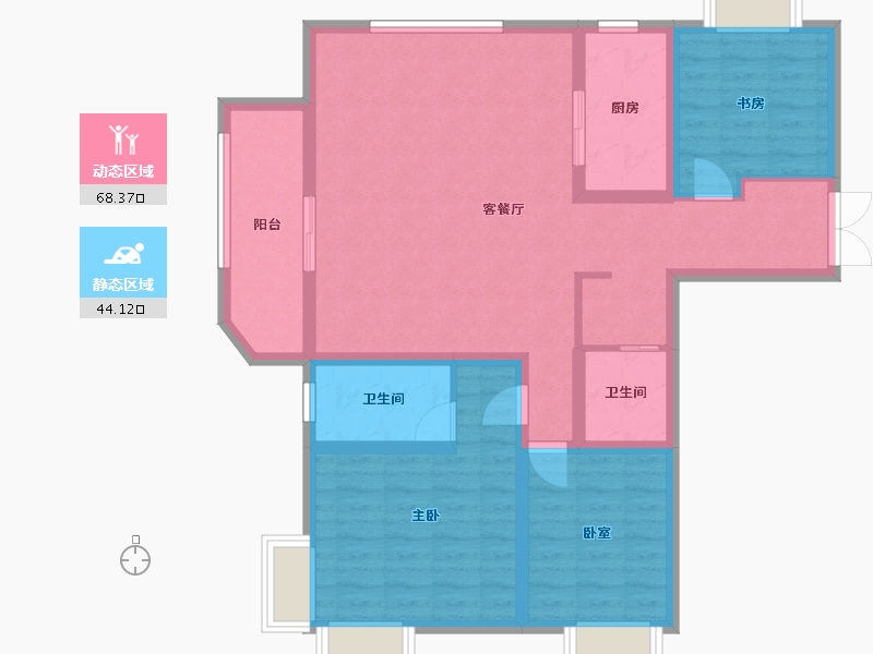 陕西省-咸阳市-沣河金湾-107.89-户型库-动静分区