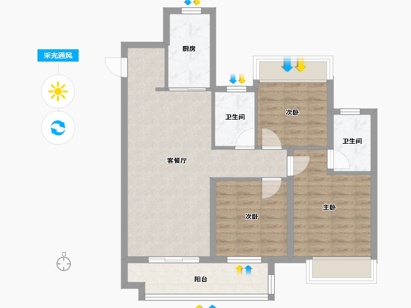 安徽省-合肥市-中海上东区-90.80-户型库-采光通风