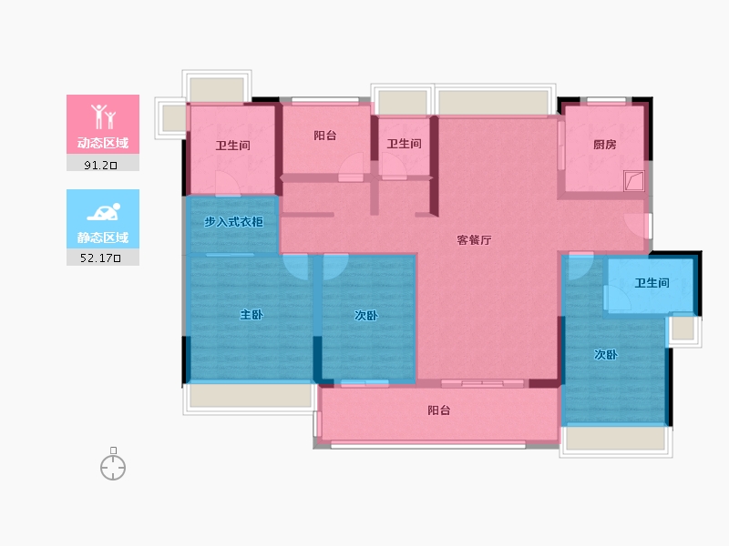 广东省-广州市-雅居乐海伦堡溪境花园-128.00-户型库-动静分区