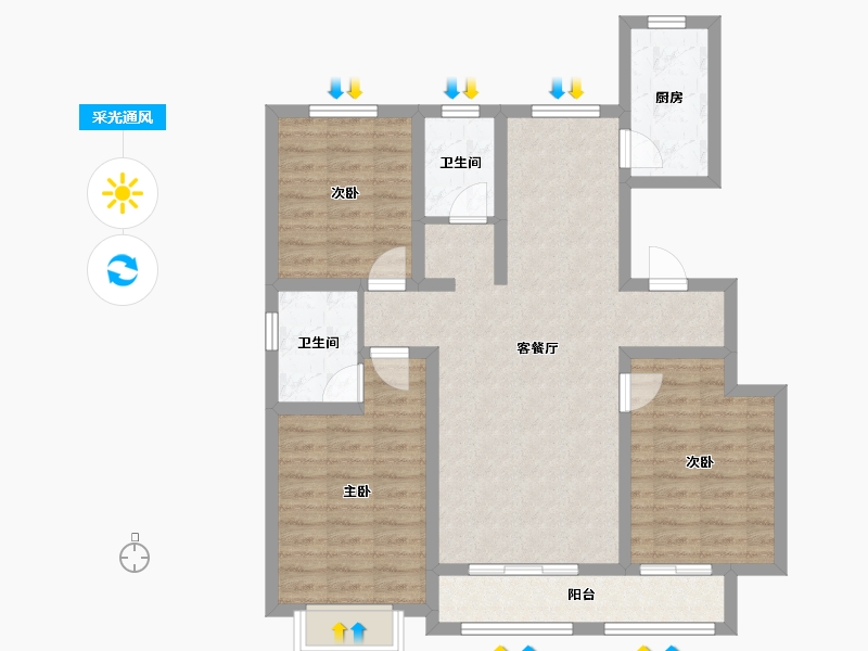 河北省-保定市-汇元玖號院-90.94-户型库-采光通风