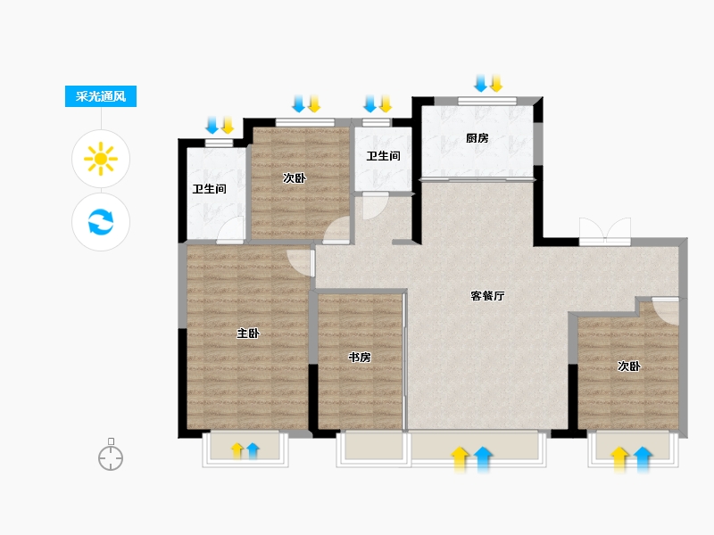 河北省-保定市-吾悦·花园城-103.00-户型库-采光通风