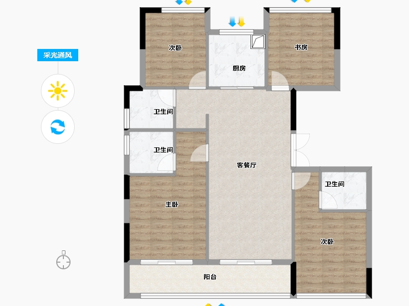 浙江省-杭州市-杭房·湖著观邸-108.89-户型库-采光通风