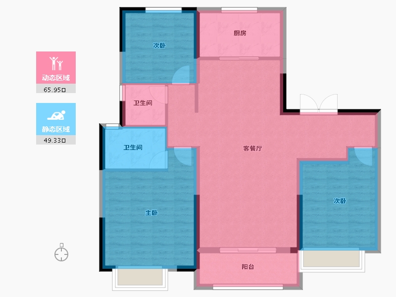 陕西省-榆林市-泰发祥云筑-104.48-户型库-动静分区