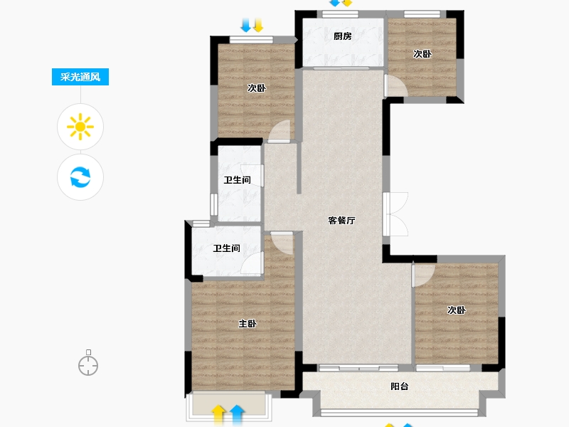 浙江省-绍兴市-天樾东府-103.58-户型库-采光通风