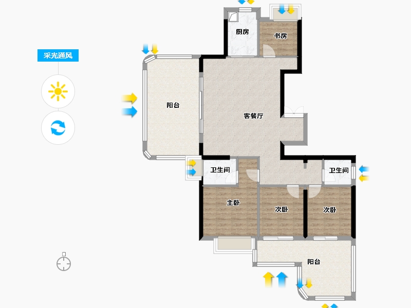 福建省-福州市-中建元亨府-120.00-户型库-采光通风