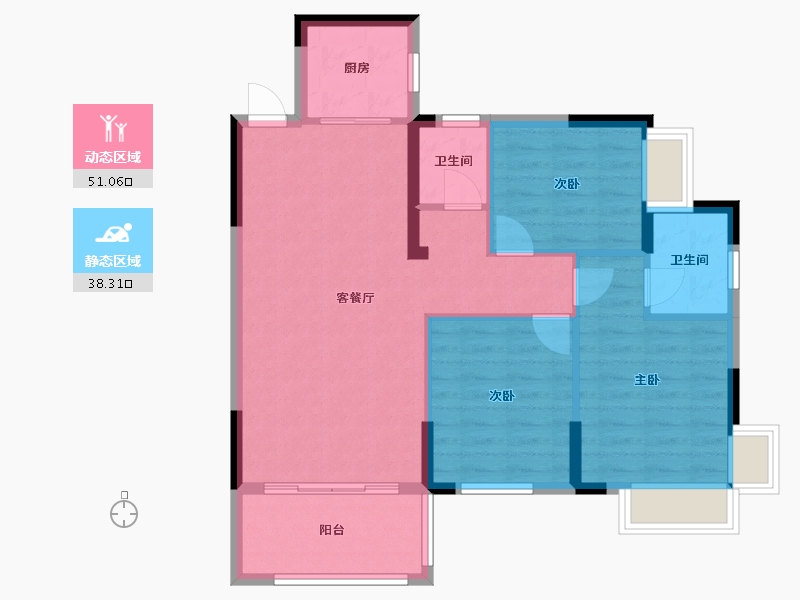 湖南省-郴州市-公园华府-84.00-户型库-动静分区