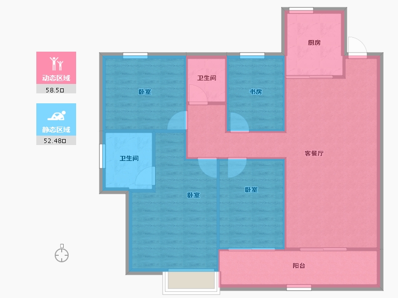 浙江省-温州市-星创晶晖园-101.78-户型库-动静分区