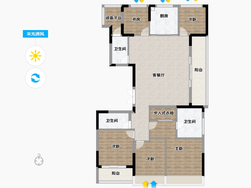 浙江省-杭州市-潮观揽月轩-144.04-户型库-采光通风