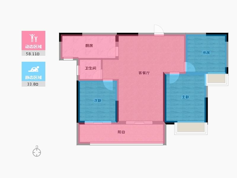 陕西省-榆林市-泰发祥云筑-82.31-户型库-动静分区