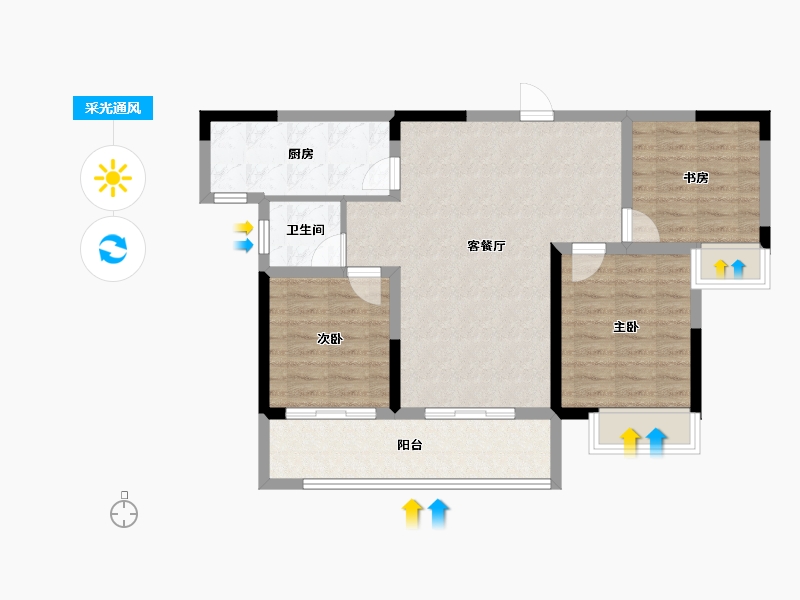 陕西省-榆林市-泰发祥云筑-82.31-户型库-采光通风