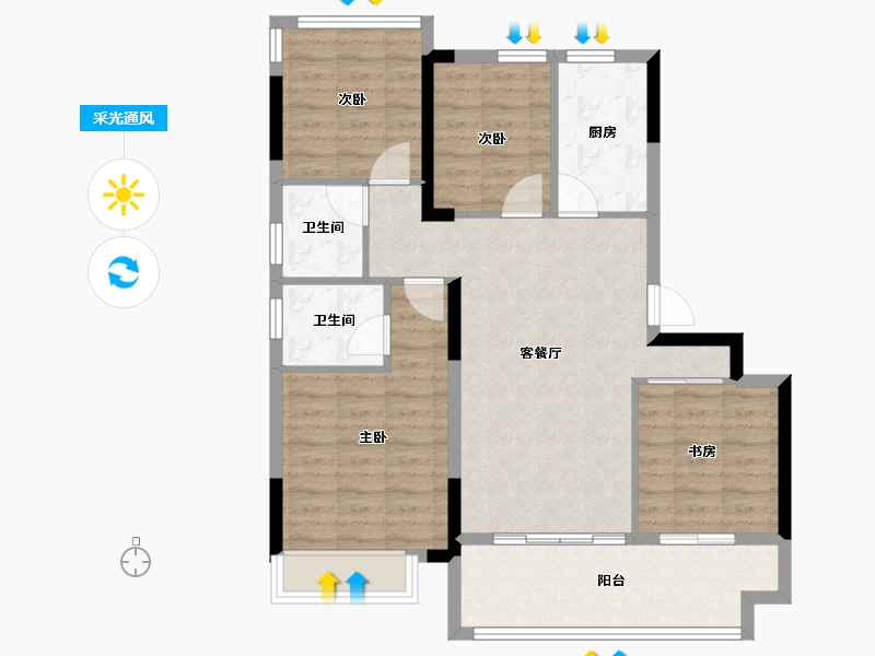 安徽省-合肥市-文一桃李轩-90.00-户型库-采光通风