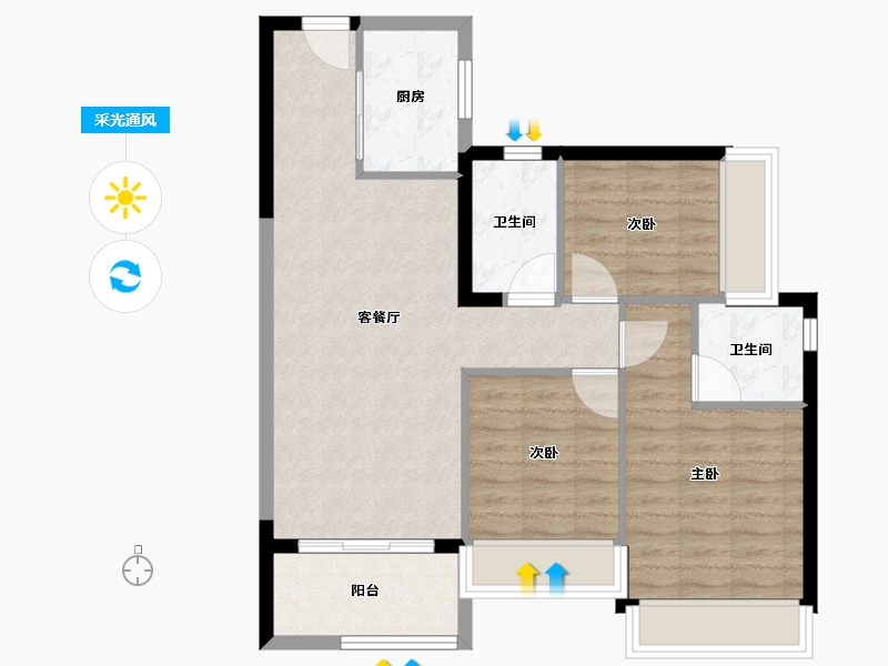 广东省-深圳市-里城玺樾山花园三期-78.00-户型库-采光通风