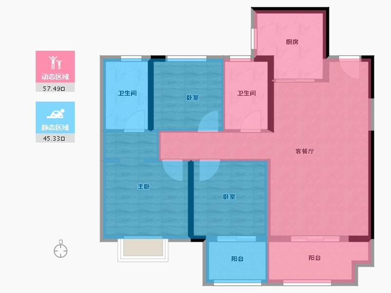 湖北省-襄阳市-华侨城天鹅堡-92.00-户型库-动静分区