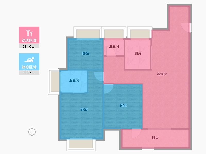 湖北省-武汉市-高科世茂十里星河-90.58-户型库-动静分区