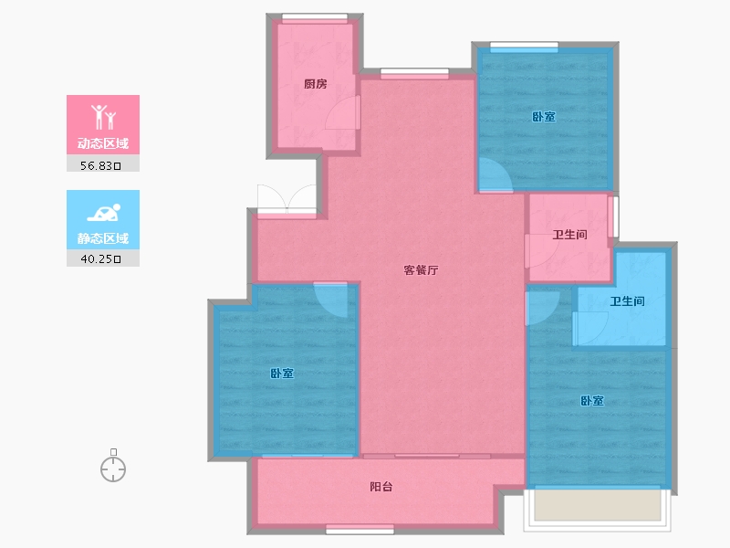 湖南省-长沙市-青竹湖曦园-88.91-户型库-动静分区