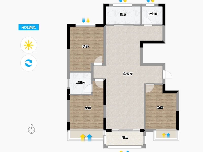 山东省-枣庄市-云溪九里-93.04-户型库-采光通风