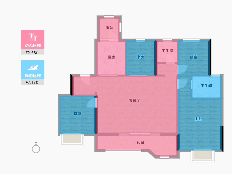 四川省-成都市-中海新川华府-98.78-户型库-动静分区