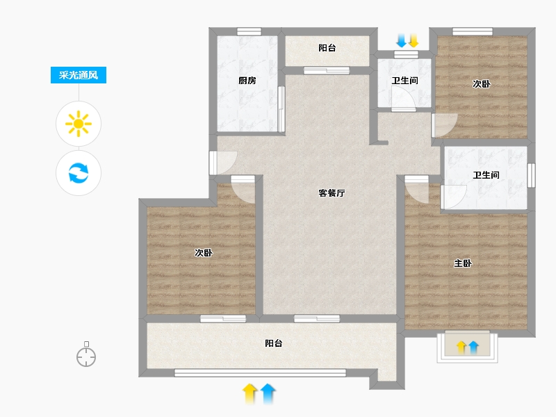 安徽省-阜阳市-城南栖霞云境-108.80-户型库-采光通风