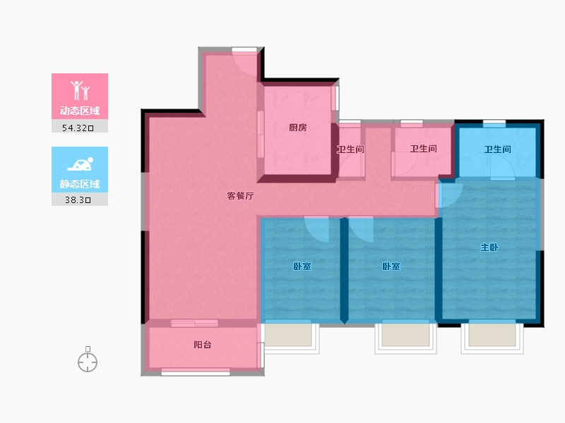 甘肃省-兰州市-兰州万达城-81.66-户型库-动静分区