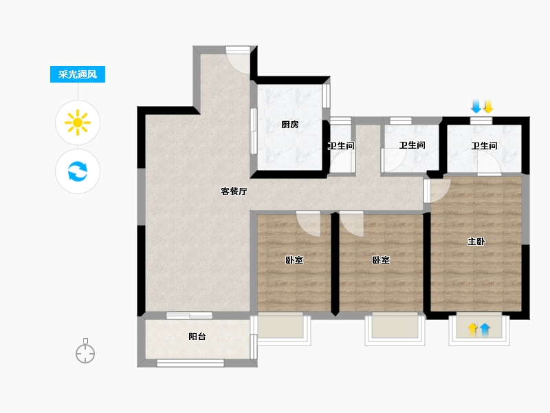 甘肃省-兰州市-兰州万达城-81.66-户型库-采光通风