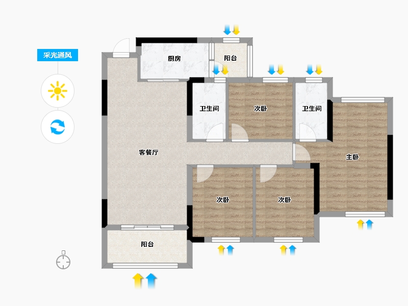 四川省-达州市-邦泰天著-90.38-户型库-采光通风