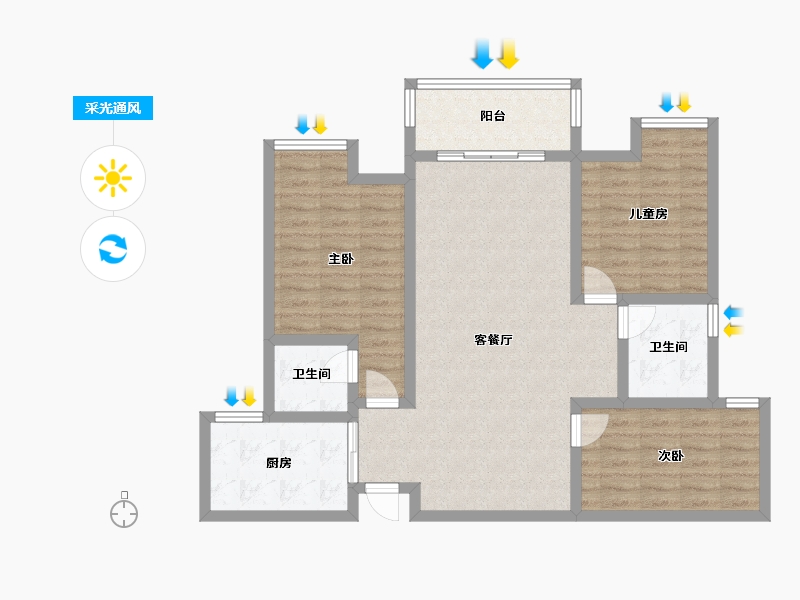 湖北省-孝感市-碧山公馆-90.00-户型库-采光通风