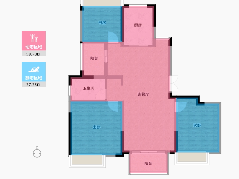 江苏省-南通市-红星天铂-87.20-户型库-动静分区