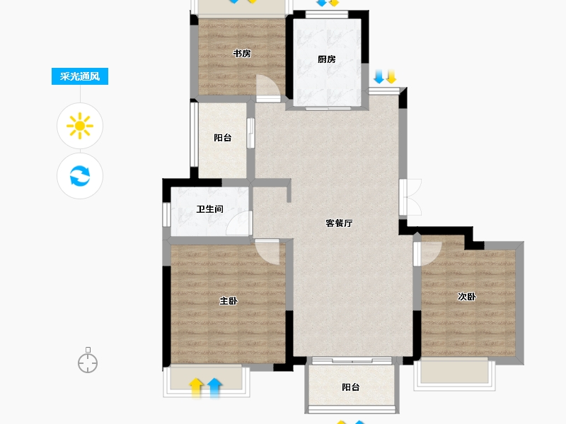 江苏省-南通市-红星天铂-87.20-户型库-采光通风