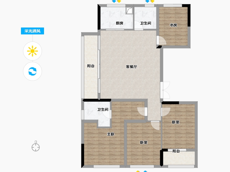 浙江省-杭州市-杭房众安·未珂宸铭府-110.71-户型库-采光通风