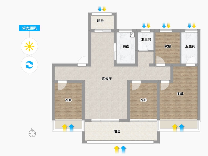 安徽省-池州市-石台·秋浦雅郡-96.00-户型库-采光通风