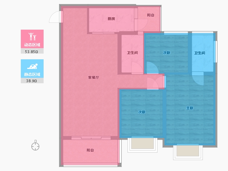 云南省-昆明市-邦泰花园城-82.85-户型库-动静分区