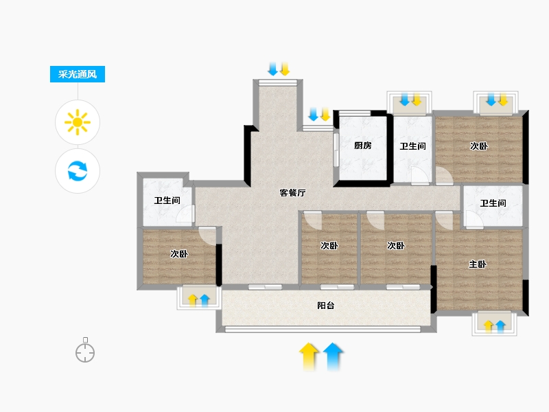 福建省-福州市-榕发江墘云筑-117.00-户型库-采光通风