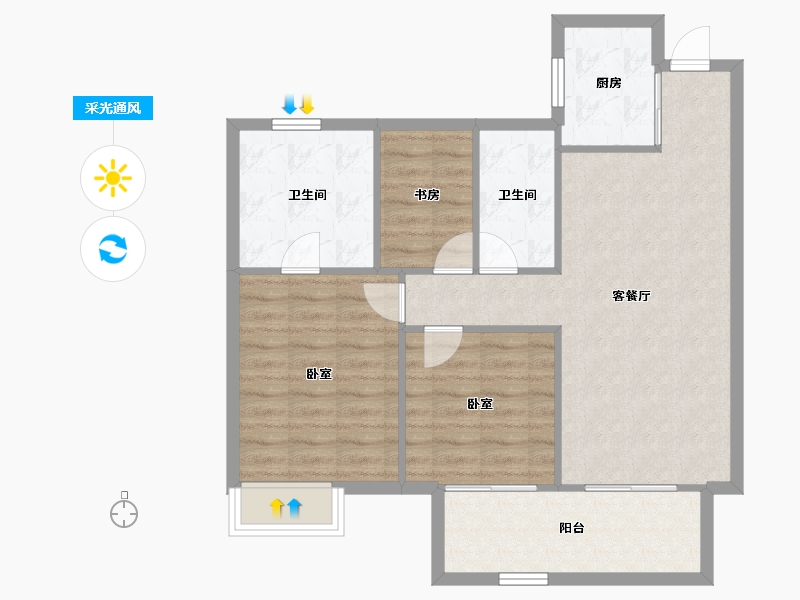 湖南省-长沙市-乐万邦·康桥悦城-83.68-户型库-采光通风