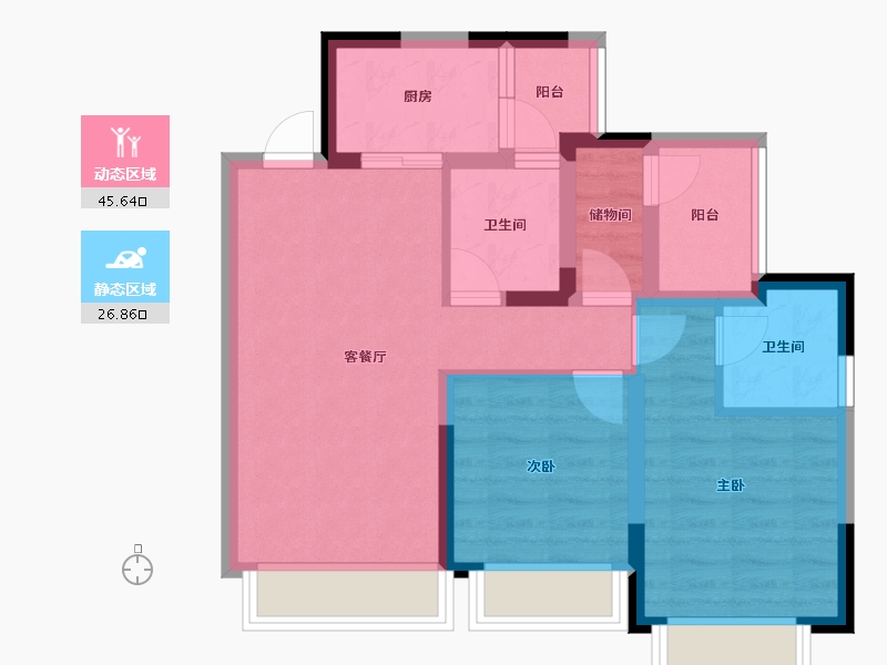 四川省-成都市-城投置地国宾璟园-63.29-户型库-动静分区