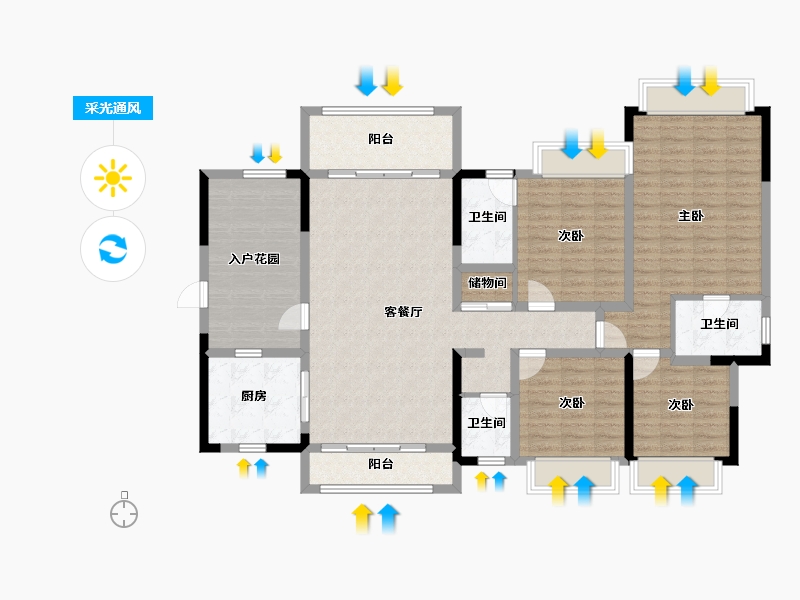 四川省-成都市-熙畔别院-139.64-户型库-采光通风