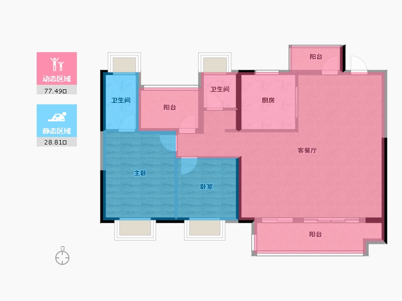 湖南省-长沙市-中国铁建·瀚澜湾-96.00-户型库-动静分区