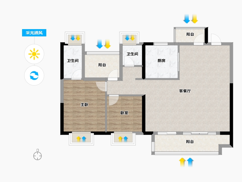 湖南省-长沙市-中国铁建·瀚澜湾-96.00-户型库-采光通风