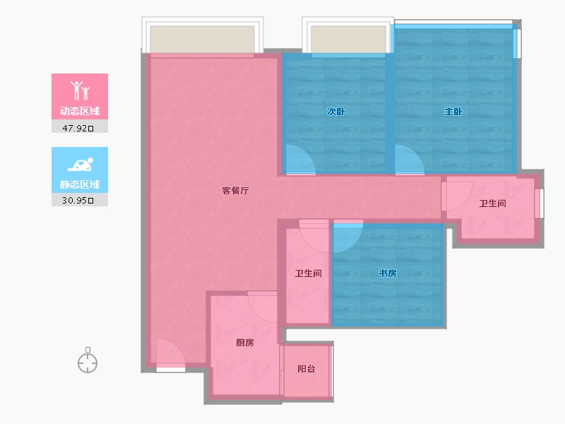 四川省-绵阳市-璟上江澜璟园-70.45-户型库-动静分区