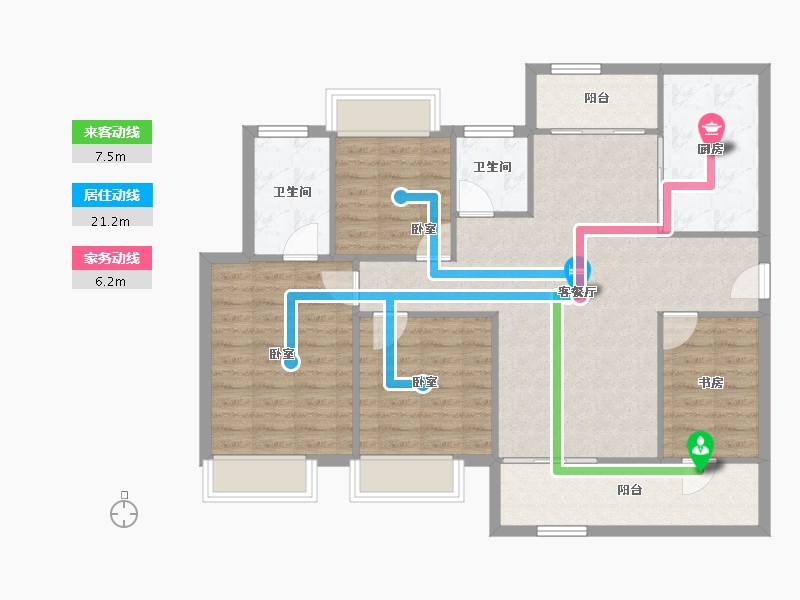 湖北省-襄阳市-华侨城天鹅堡-100.86-户型库-动静线