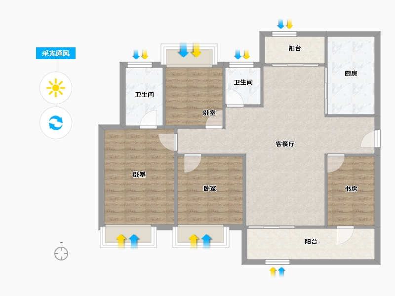 湖北省-襄阳市-华侨城天鹅堡-100.86-户型库-采光通风