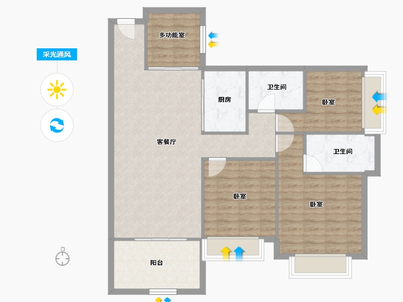 广东省-湛江市-中澳时代广场-100.67-户型库-采光通风