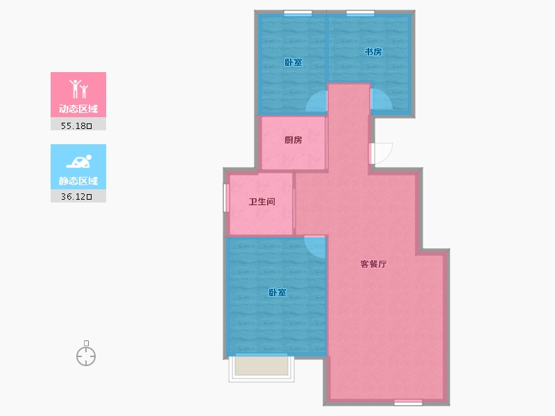 新疆维吾尔自治区-乌鲁木齐市-金阳·金宇华庭-83.67-户型库-动静分区