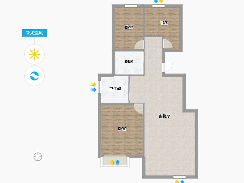 新疆维吾尔自治区-乌鲁木齐市-金阳·金宇华庭-83.67-户型库-采光通风