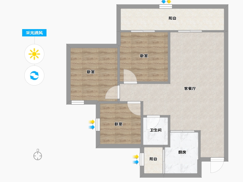 四川省-宜宾市-鲁能公馆-65.57-户型库-采光通风