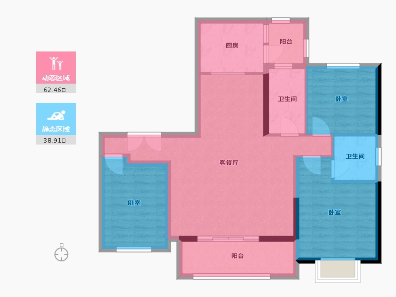 四川省-成都市-武侯樾府-90.53-户型库-动静分区