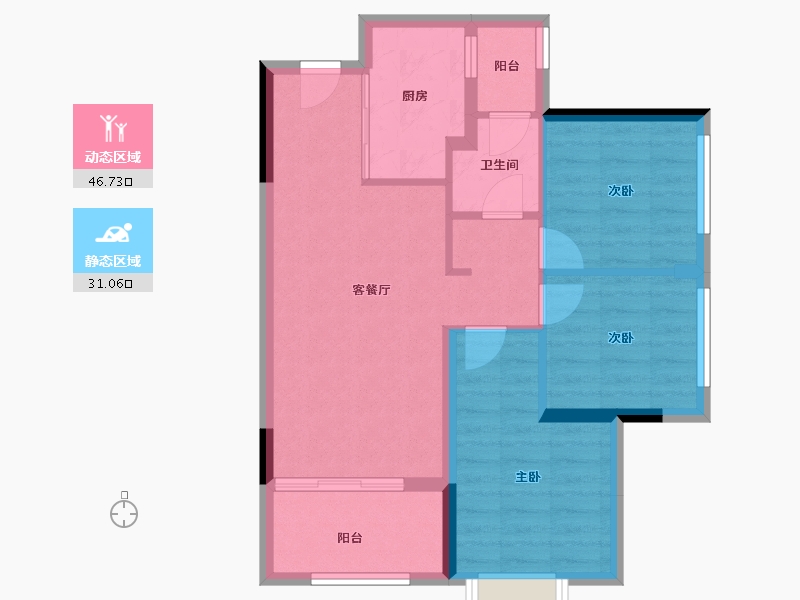 重庆-undefined-万科四季都会-69.51-户型库-动静分区