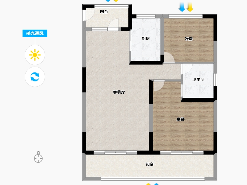 安徽省-阜阳市-城南栖霞云境-92.00-户型库-采光通风